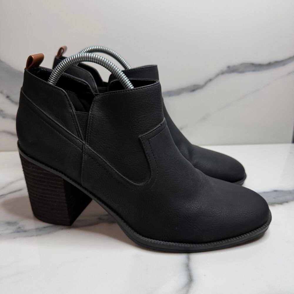 Dr Scholl's Women's Black Classic Chunky Heel Pull-On Comfort Lanie Boots Sz 9.5